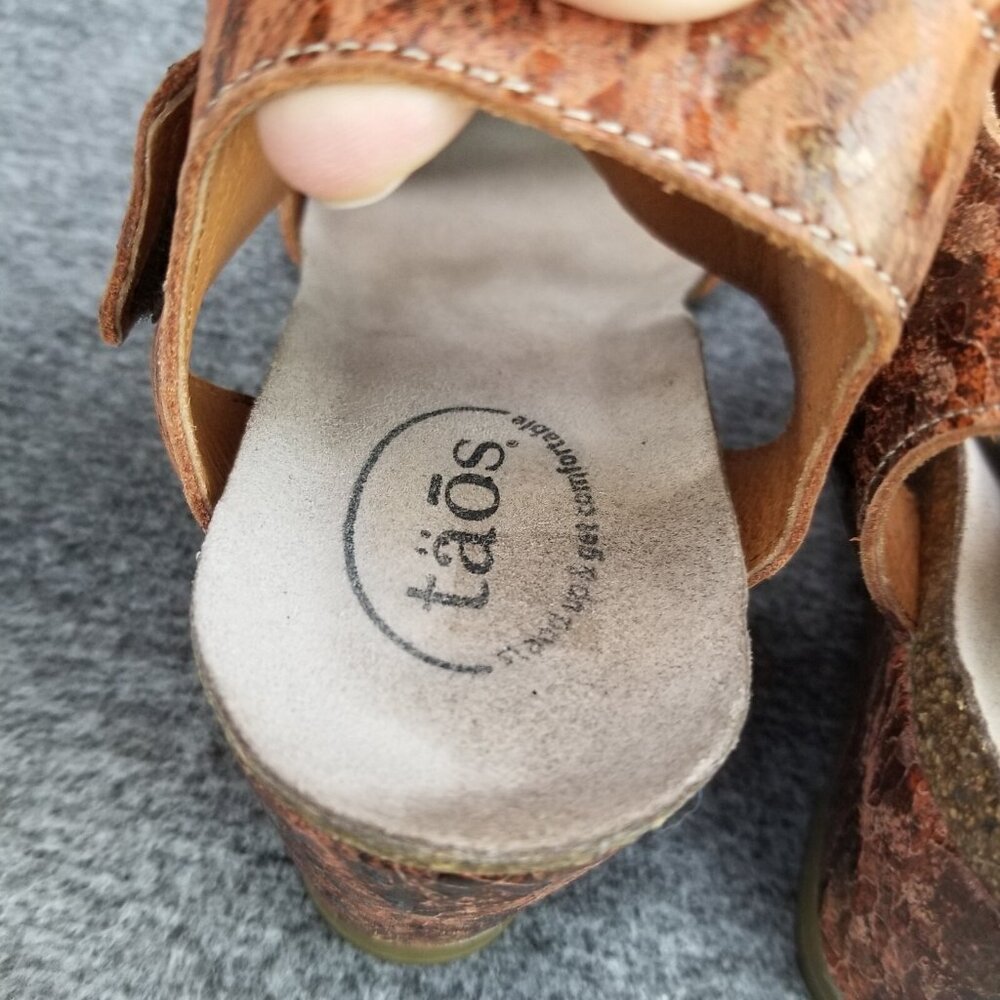 ✅ Women's 8-8.5 EU39 TAOS Carousel 2 Red Brick Leather Wedge Ankle Strap Sandals - Picture 4 of 11